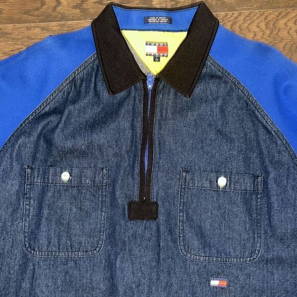 Tommy Hilfiger Jeans vintage style summer big man Denim Polymide Shirt Jacket L - Picture 7 of 10